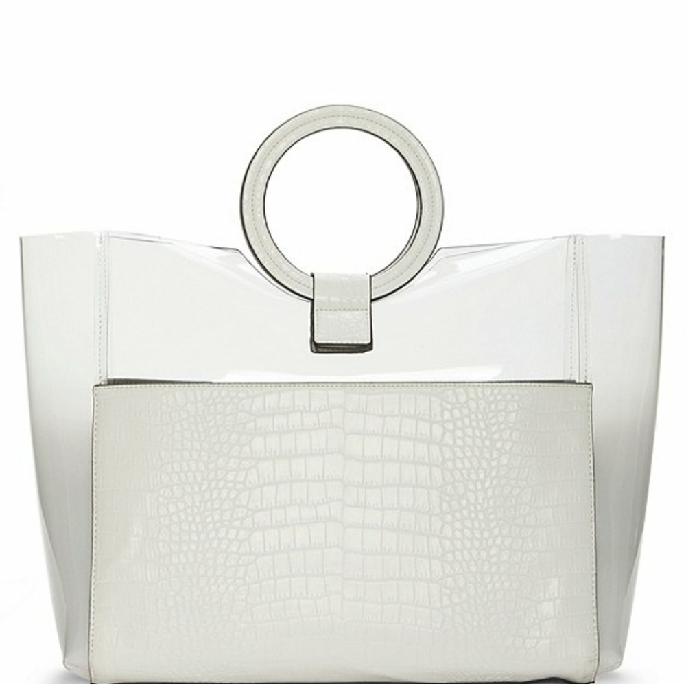 Vince Camuto white clear tote handbag new